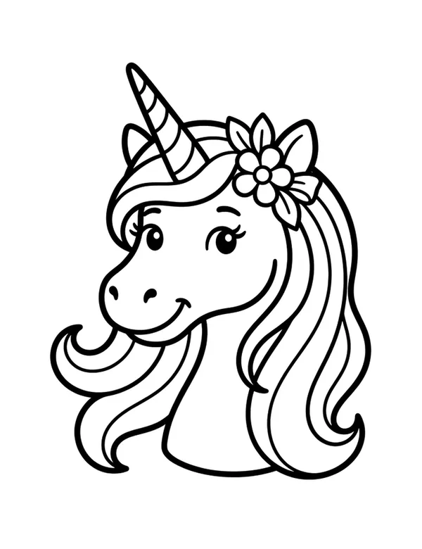 Unicorn Portrait coloring page — free printable