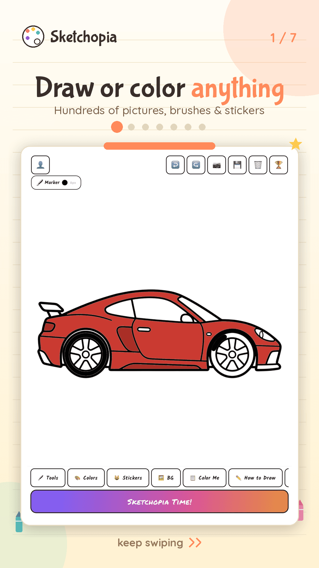 Sketchopia screenshot — Draw or colour anything