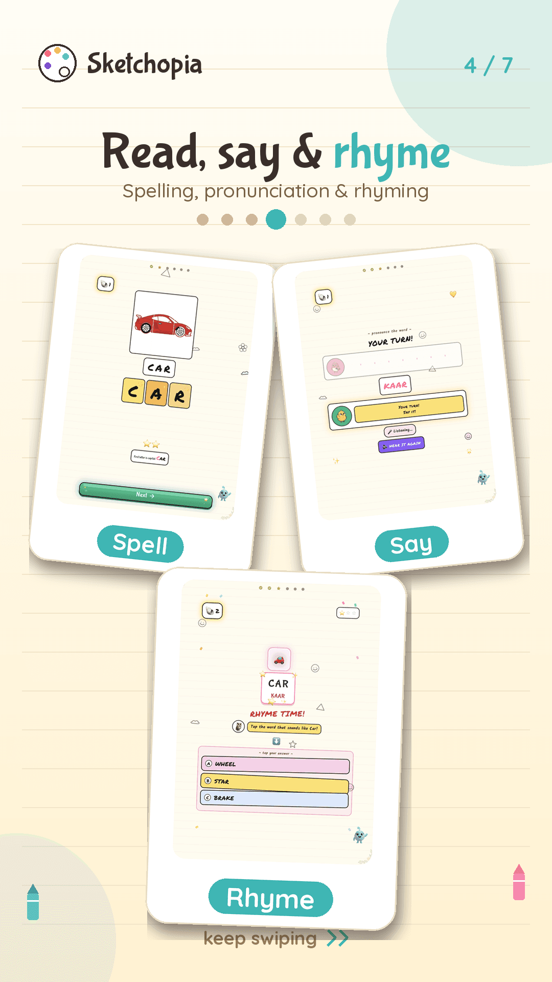 Sketchopia screenshot — Read, say and rhyme