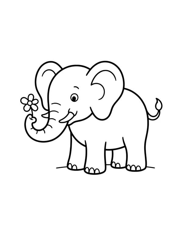 Elephant coloring page — free printable
