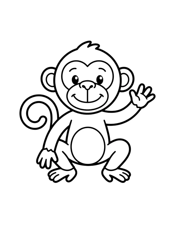 Monkey coloring page — free printable