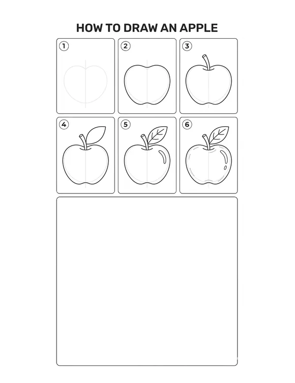 How to draw a Apple — free printable step-by-step sheet