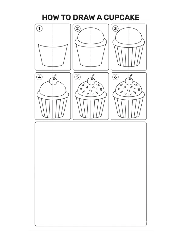 How to draw a Cupcake — free printable step-by-step sheet