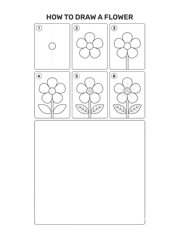 How to draw a Flower — free printable step-by-step sheet