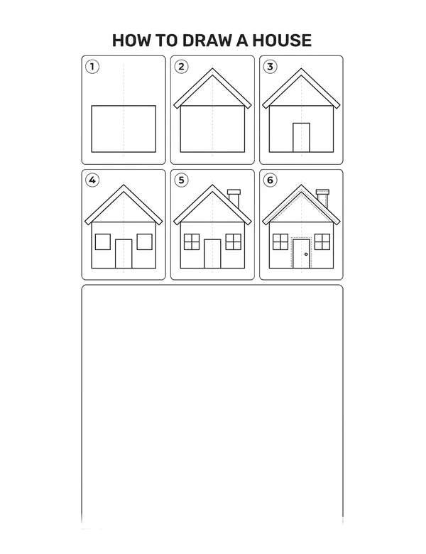 How to draw a House — free printable step-by-step sheet