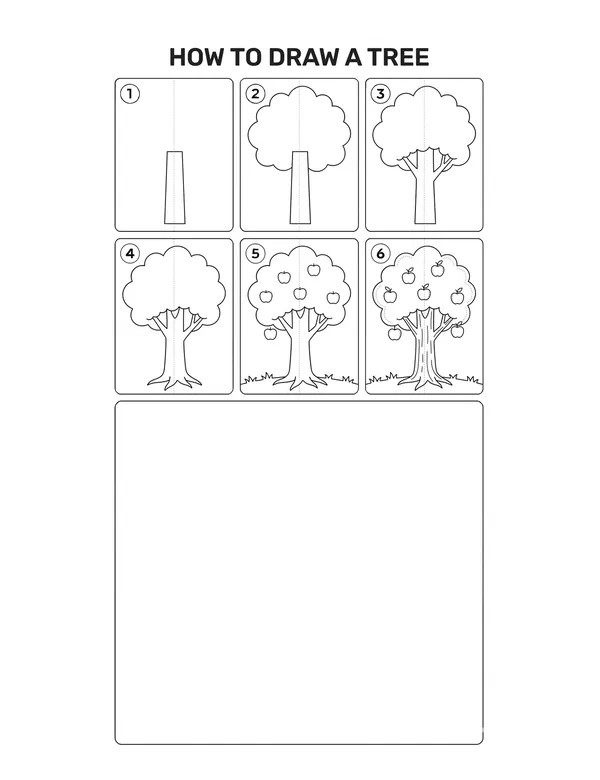 How to draw a Tree — free printable step-by-step sheet