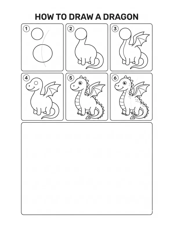 How to draw a Dragon — free printable step-by-step sheet