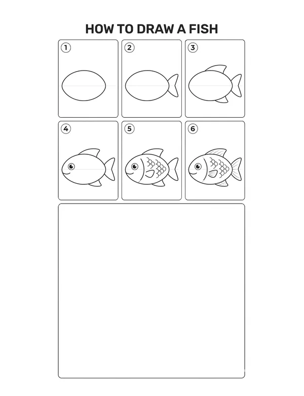 How to draw a Fish — free printable step-by-step sheet