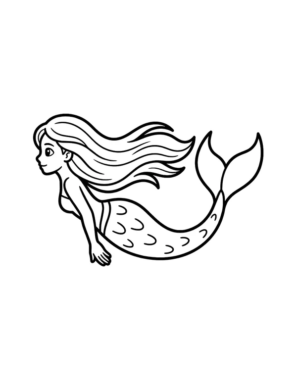 Mermaid coloring page — free printable