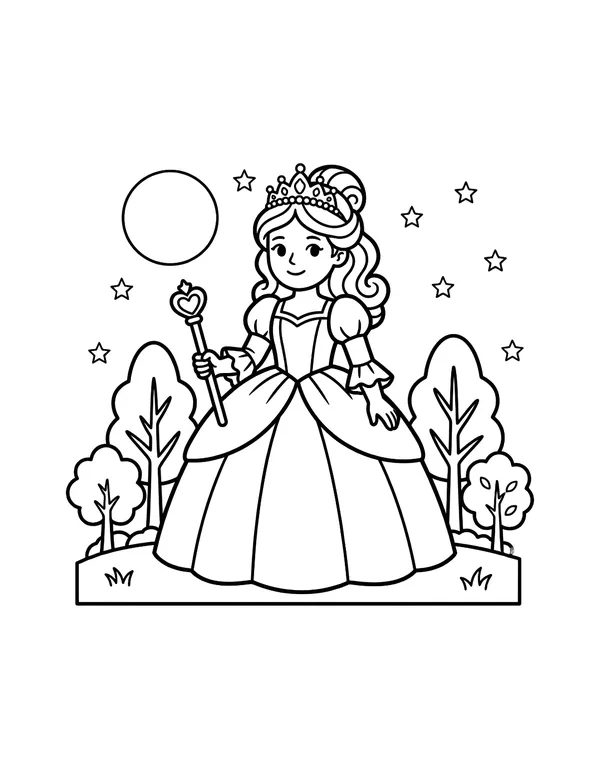 Princess coloring page — free printable