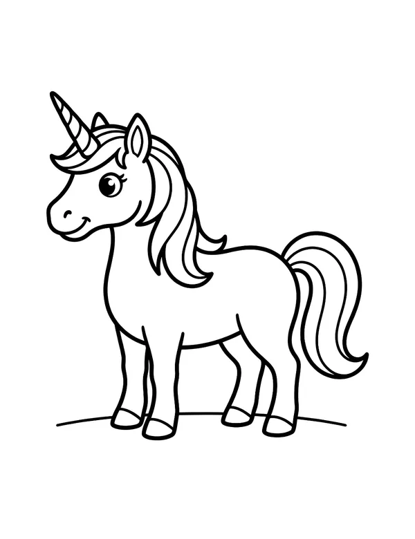 Unicorn coloring page — free printable